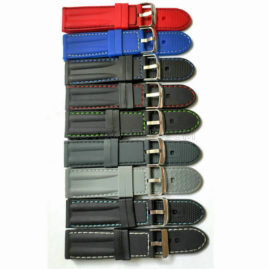 22/24/26mm Stitched Silicone Rubber Watch Band Replacement Strap JY91009