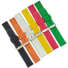 18/20/22/24/26/30mm Stitched Silicone Rubber Watch Band Classic Strap JY91010