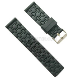24mm Linked Style Silicone Rubber Watch Band Replacement Strap Luxury JY91027