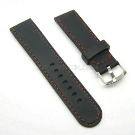 24mm Textured Stitching Silicone Rubber Watch Band Replacement Strap JY91028