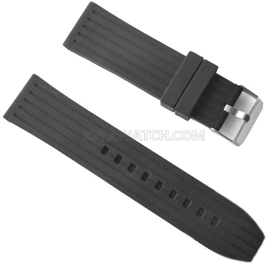 24mm Striped Pattern Silicone Rubber Watch Band Replacement Strap JY91048