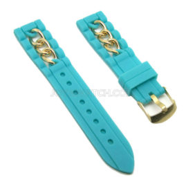 20mm Jewelry Chain Silicone Rubber Watch Band Womens Bracelet Strap JY91036