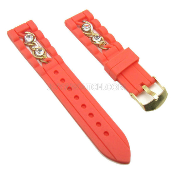 20mm Jewelry Chain Silicone Rubber Watch Band Womens Fashion Strap JY91037