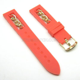 20mm Jewelry Chain Silicone Rubber Watch Band Womens Fashion Strap JY91037