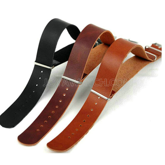 18/20/22/24mm Black Brown Coffee Nato Zulu Leather Watch Band Strap JY93005