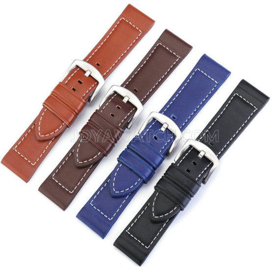 18/20/22/24mm Multi Colors Leather Watch Band Smooth Strap JY93009