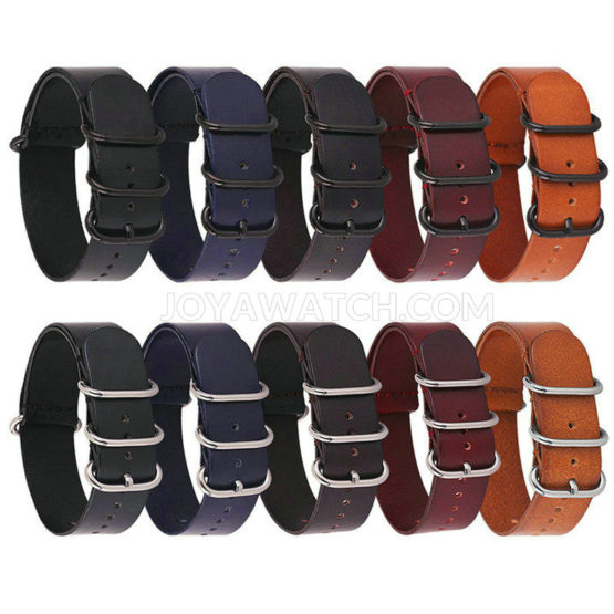 14/16/18/20/22/24mm Nato Zulu Genuine Leather Watch Band One Piece Strap Bracelet JY93024