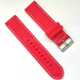 26mm Stitching Silicone Rubber Watch Band Black Red Orange Strap