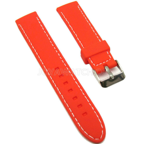 20mm Stitching Silicone Rubber Watch Band Black White Red Blue Orange