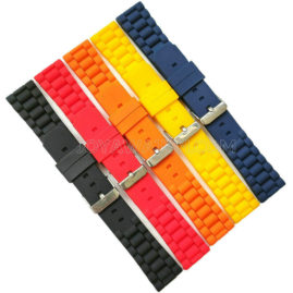 20mm 22mm Silicone Rubber Watch Band Waved Elegant Strap