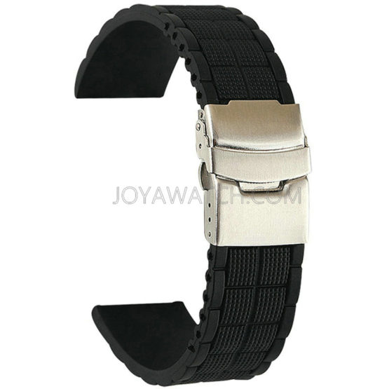 20/22/24 Folding Deployment Clasp Silicone Rubber Watch Band Stripe Pattern Strap JY91505