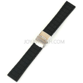 20/22/24 Folding Deployment Clasp Silicone Rubber Watch Band Stripe Pattern Strap JY91505