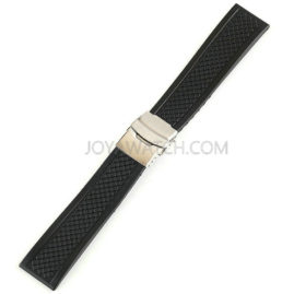 20/22/24 Folding Deployment Clasp Silicone Rubber Watch Band Square Textured Strap JY91506