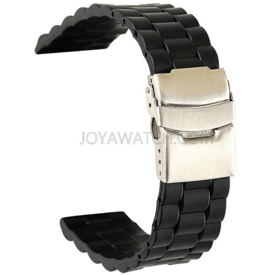 20/22/24 Folding Deployment Clasp Silicone Rubber Watch Band Waved Textured Strap JY91507