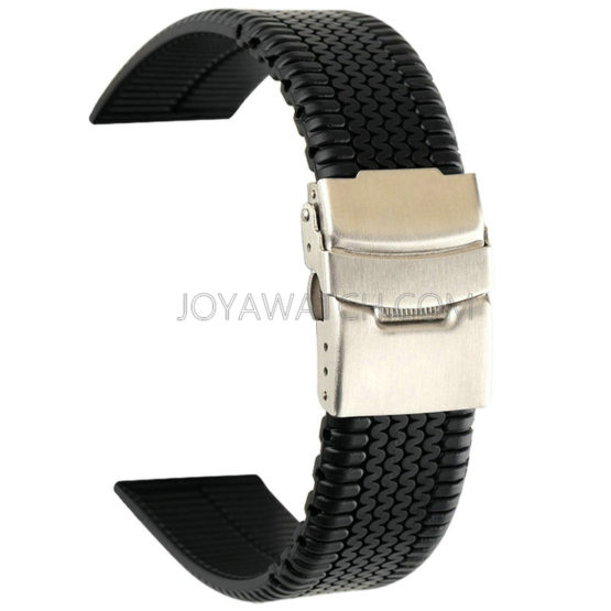 20/22/24 Folding Deployment Clasp Silicone Rubber Watch Band Tire Track Strap JY91508
