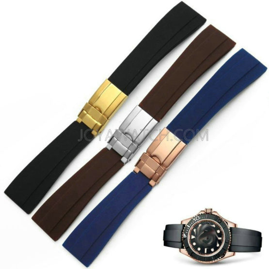 20mm Folding Clasp Silicone Rubber Watch Band for Rolex Replacement Deployment Strap JY91511