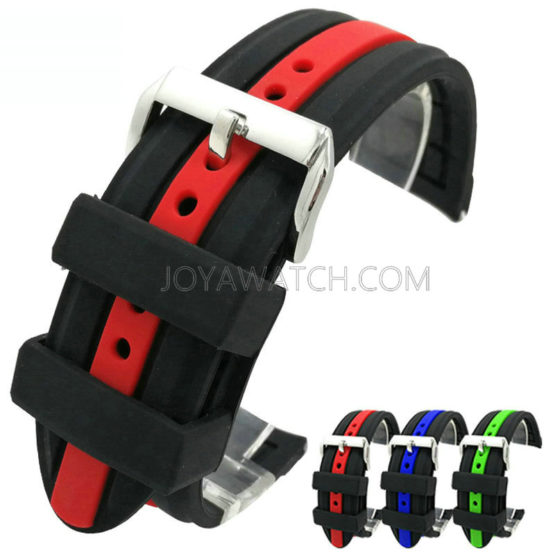 20/22/24mm Dual Colors Silicone Rubber Watch Band Replacement Fashion Sports Strap JY91519