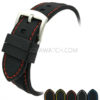 26mm Stitching Silicone Rubber Watch Band Black Red Orange Strap