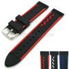 18/20/22/24mm Dual Color Folding Clasp Silicone Rubber Watch Band Stripe Strap JY91531