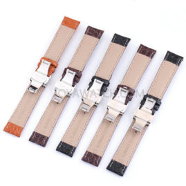 12/13/14/15/16/17/18/19/20/21/22/24mm Butterfly Clasp Genuine Leather Watch Band Strap