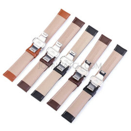 12/13/14/15/16/17/18/19/20/21/22/24mm Butterfly Clasp Cowhide Leather Watch Band Strap