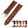 12/13/14/15/16/17/18/19/20/21/22/24mm Butterfly Clasp Cowhide Leather Watch Band Strap