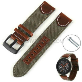 20/22/24mm Vintage Nylon Leather Watch Band Strap for  Moto Amazifit Samsung