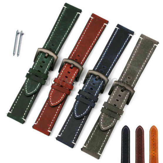 18/19/20/21/22/24mm Quick Release Full Grain Leather Watch Band Strap Hand Stitched
