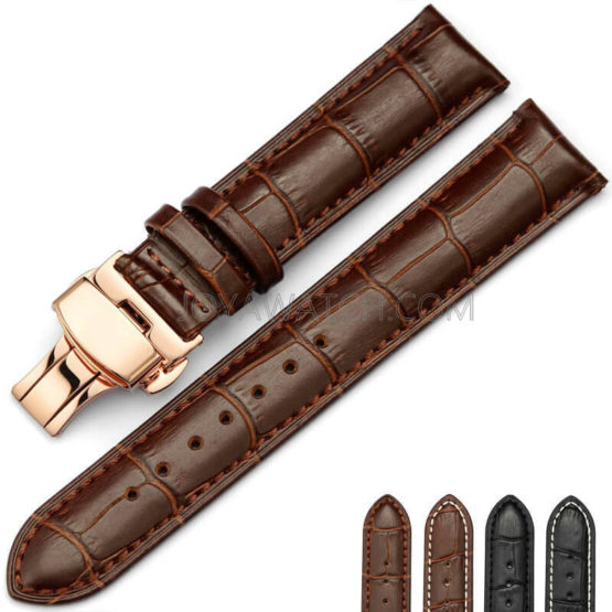 14/16/18/19/20/21/22/24mm Full Grain Leather Watch Band Replacement Strap Brown Black