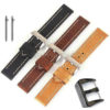 14/16/18/19/20/21/22/24mm Full Grain Leather Watch Band Replacement Strap Brown Black