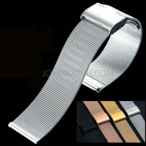 8/10/12/14/16/18/20/22/24mm Folding Clasp Stainless Steel Mesh Watch Band JY94003