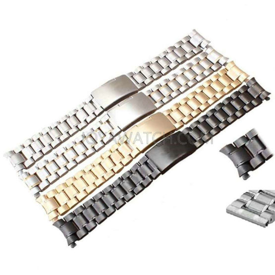 14/16/18/19/20/21/22/24mm Curved End Stainless Steel Watch Band Replacement Band JY94011
