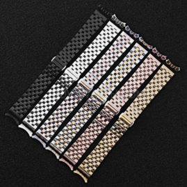 18/20/22mm Premium 316L Solid Stainless Steel Watch Band with Curved End Connector JY94022