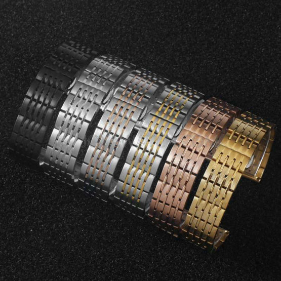 16/17/18/20/22/24mm 316L Solid Stainless Steel Watch Band with Curved End Connector JY94025