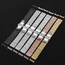 16/17/18/20/22/24mm 316L Solid Stainless Steel Watch Band with Curved End Connector JY94025