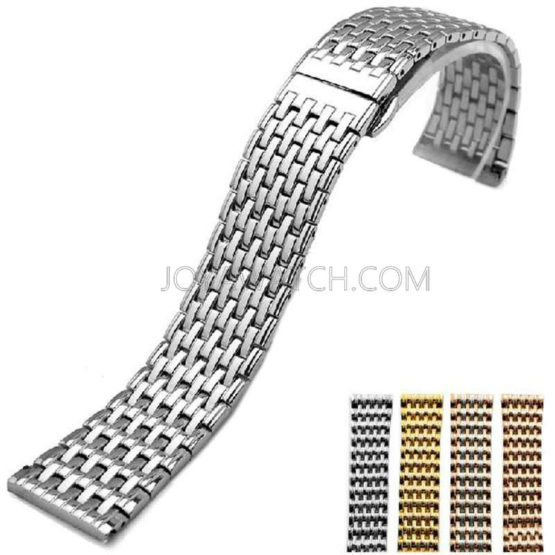 20/22mm Silver Gold Stainless Steel Watch Band Butterfly Clasp Replacement Band JY94029
