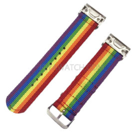 22mm Rainbow Nylon Watch Band Strap for Garmin 935 Fenix 3HR/5/5X/5S JY95007