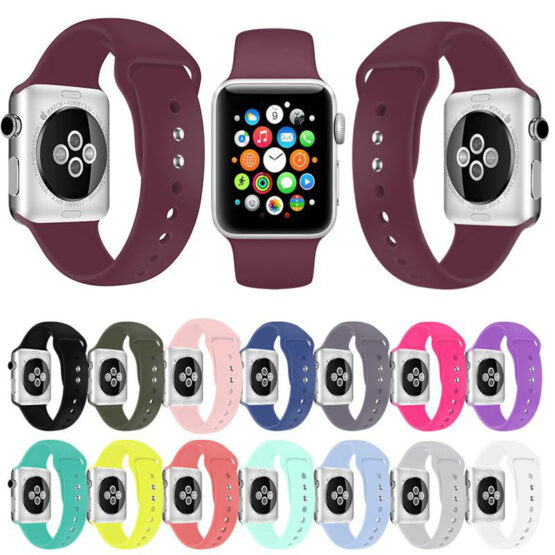 38/42mm Pure Color Silicone Rubber Watch Band Strap for Apple iWatch 2/3/4 JY81002