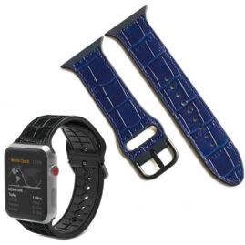 Silicone Leather Composit Watch Band Strap for Apple iWatch 1/2/3/4/5/6 JY81007