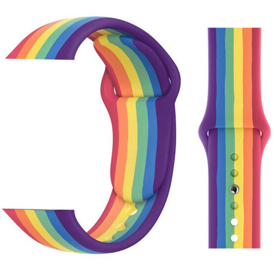 38/42mm Rainbow Silicone Rubber Watch Band Strap for Apple iWatch 1/2/3/4/5 JY81008
