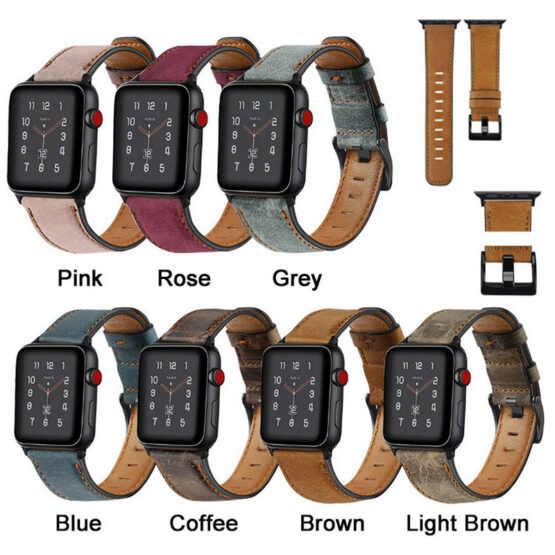 38/42mm Vintage Genuine Leather Watch Band Strap for Apple iWatch 3/4/5/6 JY81016