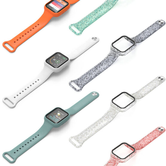 40/44mm Silicone Rubber Watch Band Protective Case for Apple iWatch 4/5/6/SE JY81020