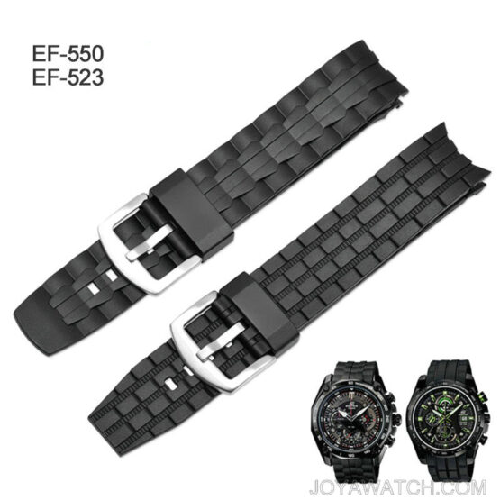 22mm Curved PU Rubber Watch Strap for Casio Edifice EF-550 EF-523 JY82013
