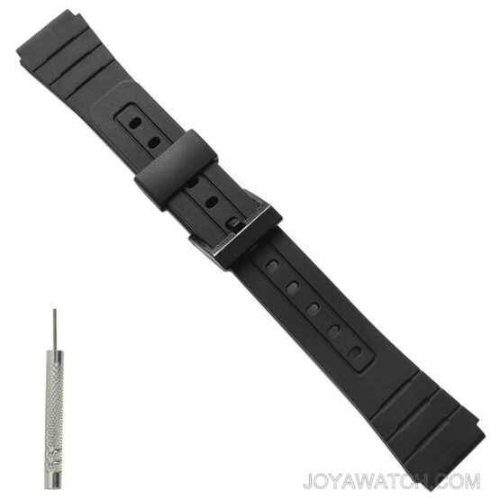 18mm PU Rubber Watch Band Strap for Casio F91W F105 JY82002