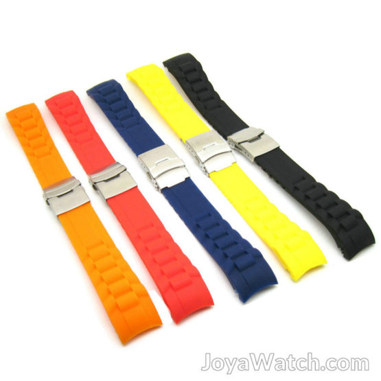 18/20/22mm Curved End Deployment Silicone Rubber Watch Band JY91023